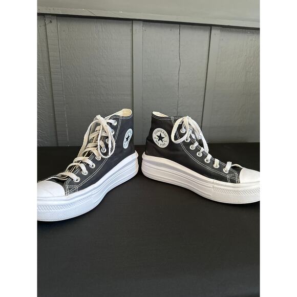 Converse Chuck Taylor All Star Move Platform High top Sneakers Black White Sz 10 - Picture 10 of 13
